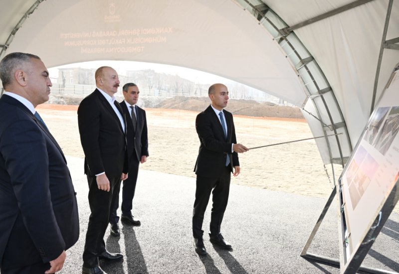 President Ilham Aliyev lays foundation stone for Engineering Faculty building of Garabagh University in Khankendi
