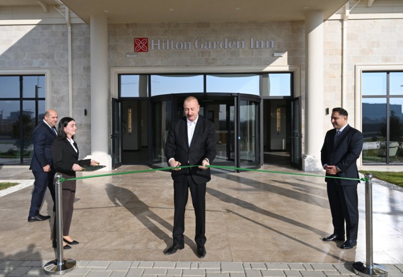 President Ilham Aliyev attends opening of Hilton Garden Inn hotel in Aghdam (PHOTO)