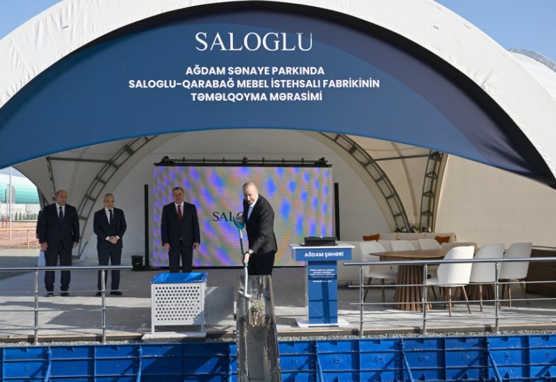 President Ilham Aliyev lays foundation stone for production facility of Saloglu Garabagh LLC in Aghdam Industrial Park (PHOTO)