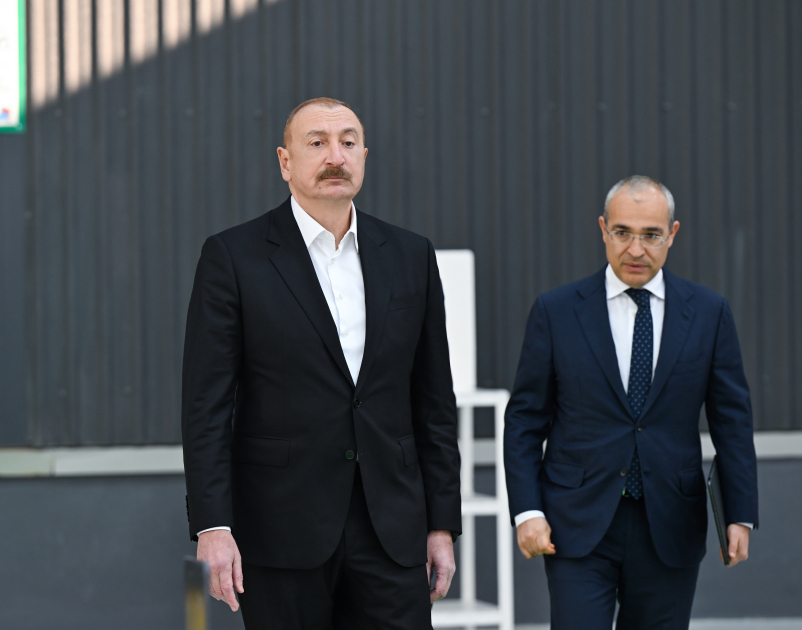 President Ilham Aliyev attends opening of metal electric pole production facility in Aghdam (PHOTO)