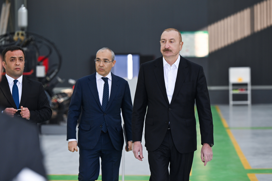 President Ilham Aliyev attends opening of metal electric pole production facility in Aghdam (PHOTO)