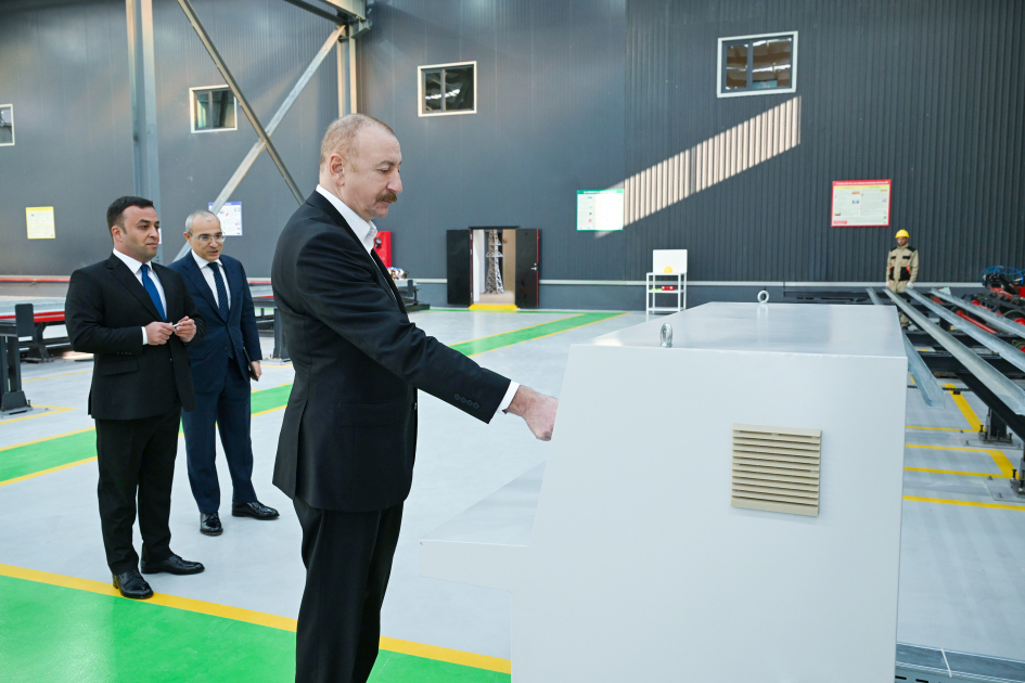 President Ilham Aliyev attends opening of metal electric pole production facility in Aghdam (PHOTO)