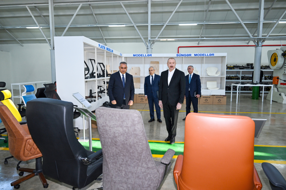President Ilham Aliyev attends opening of office furniture and furniture accessories production facility in Ballija village of Khojaly (PHOTO)