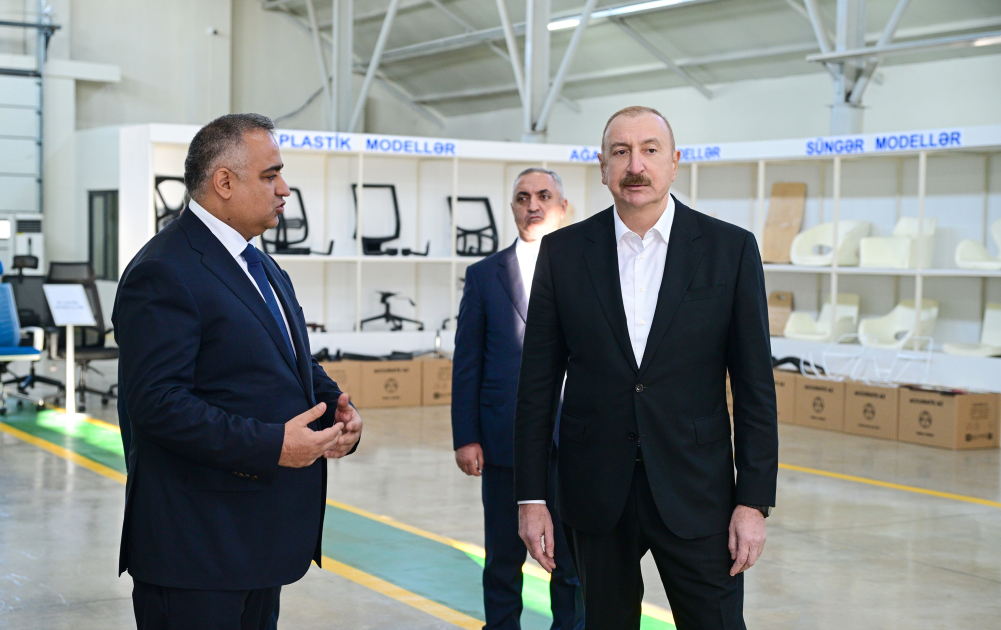 President Ilham Aliyev attends opening of office furniture and furniture accessories production facility in Ballija village of Khojaly (PHOTO)