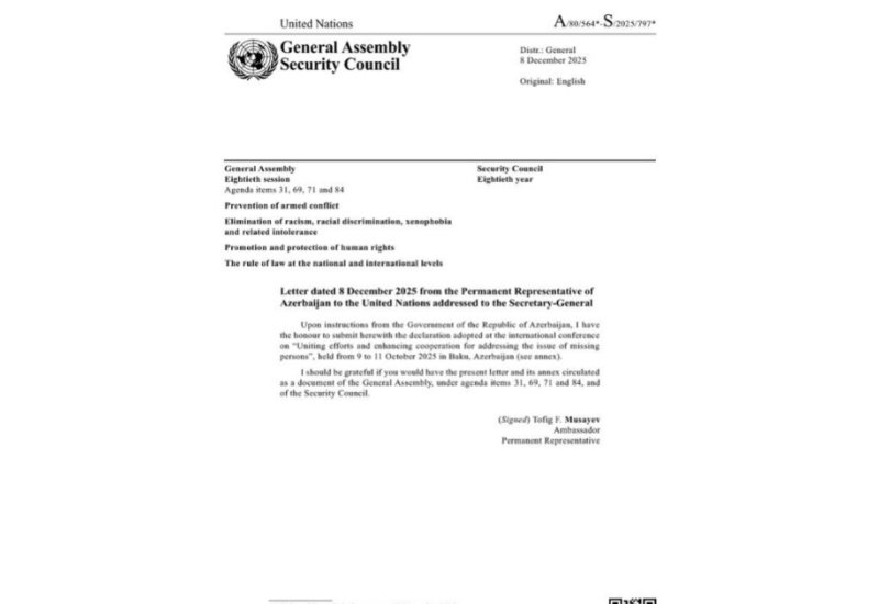 Baku Declaration is published as official UN document