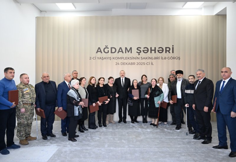 President Ilham Aliyev, First Lady Mehriban Aliyeva attend opening of second residential complex in Aghdam, meet with residents (PHOTO)