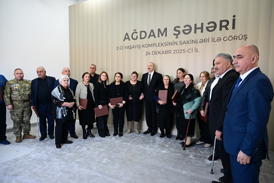 President Ilham Aliyev, First Lady Mehriban Aliyeva attend opening of second residential complex in Aghdam, meet with residents (PHOTO/VIDEO)