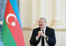 President Ilham Aliyev interviewed by local TV channels (PHOTO/VIDEO)