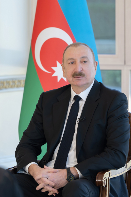President Ilham Aliyev interviewed by local TV channels (PHOTO/VIDEO)