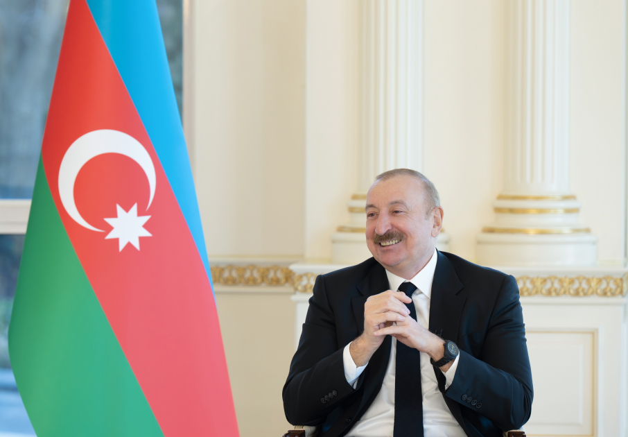 President Ilham Aliyev interviewed by local TV channels (PHOTO/VIDEO)