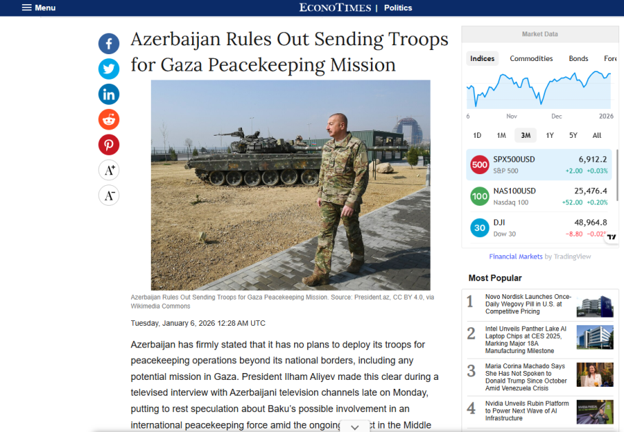 President Ilham Aliyev’s interview with local TV channels in spotlight of global media outlets (PHOTO)