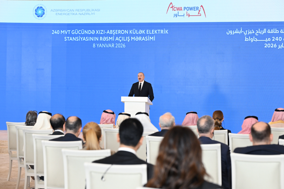 President Ilham Aliyev attends official opening ceremony of Khizi-Absheron Wind Power Plant in Baku (PHOTO/VIDEO)