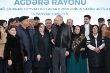 President Ilham Aliyev meets with residents of villages Asaghi Oratagh, Chilidran, Heyvali, and Chapar in Aghdara district (PHOTO)