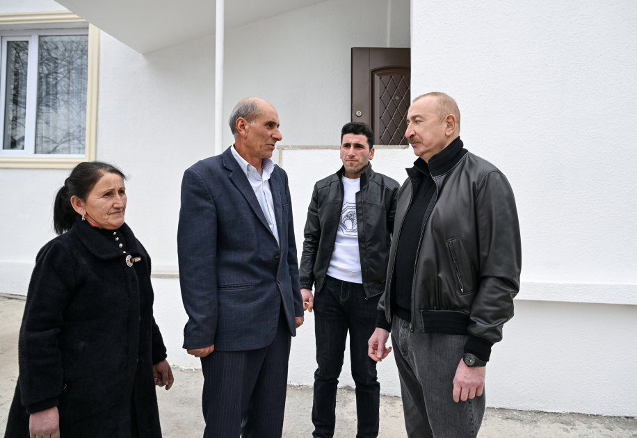 President Ilham Aliyev inspects reconstruction progress in Childiran village, Aghdara district (PHOTO/VIDEO)