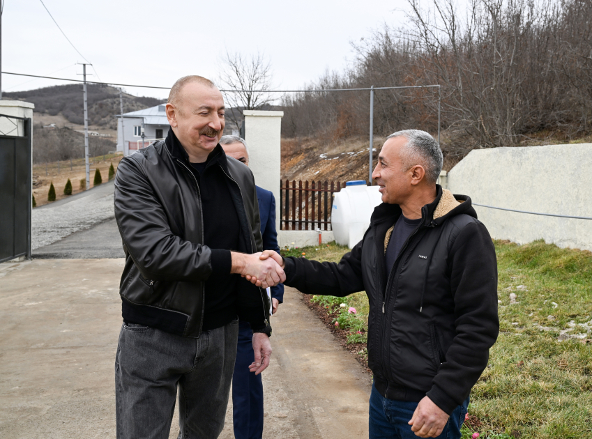 President Ilham Aliyev inspects reconstruction progress in Heyvali village, Aghdara district (PHOTO)