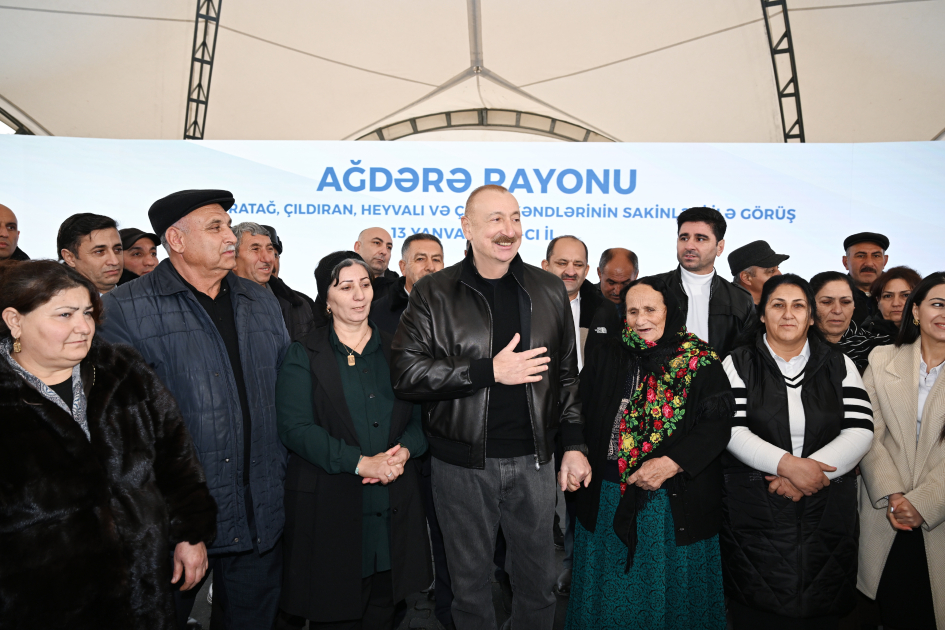 President Ilham Aliyev meets with residents of villages Asaghi Oratagh, Chilidran, Heyvali, and Chapar in Aghdara district (PHOTO)