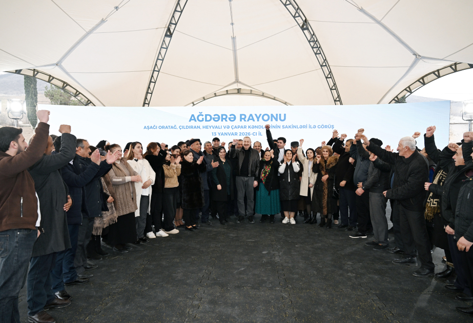 President Ilham Aliyev meets with residents of villages Asaghi Oratagh, Chilidran, Heyvali, and Chapar in Aghdara district