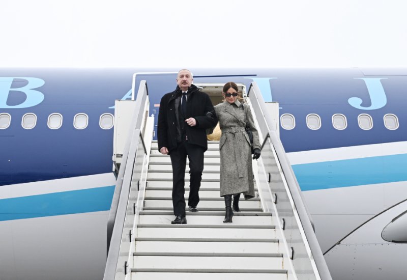 President Ilham Aliyev arrives in Switzerland to attend World Economic Forum annual meeting (PHOTO)