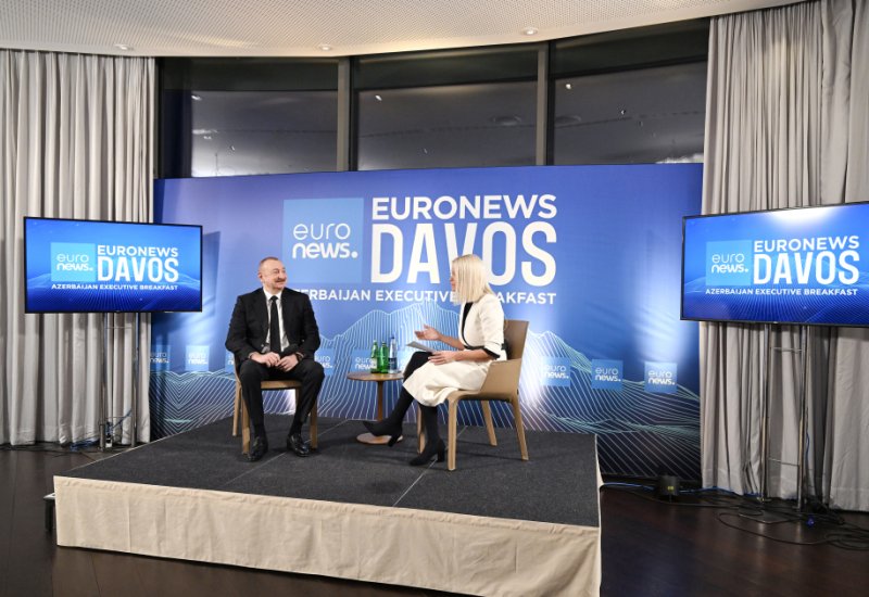 President Ilham Aliyev interviewed by Euronews TV in Davos (PHOTO/VIDEO)