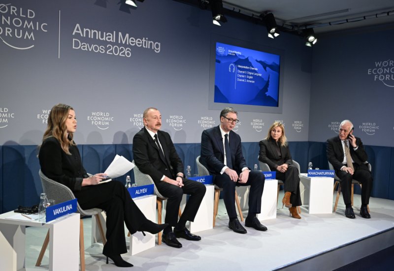 President Ilham Aliyev participates in panel session on “Defining Eurasia's Economic Identity” in Davos (PHOTO)