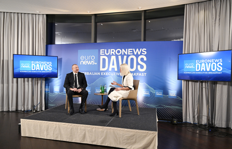 President Ilham Aliyev interviewed by Euronews TV in Davos (PHOTO/VIDEO)