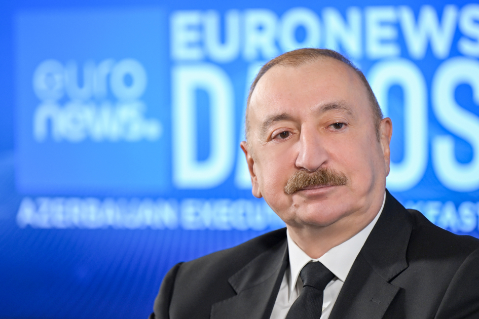 President Ilham Aliyev interviewed by Euronews TV in Davos (PHOTO/VIDEO)