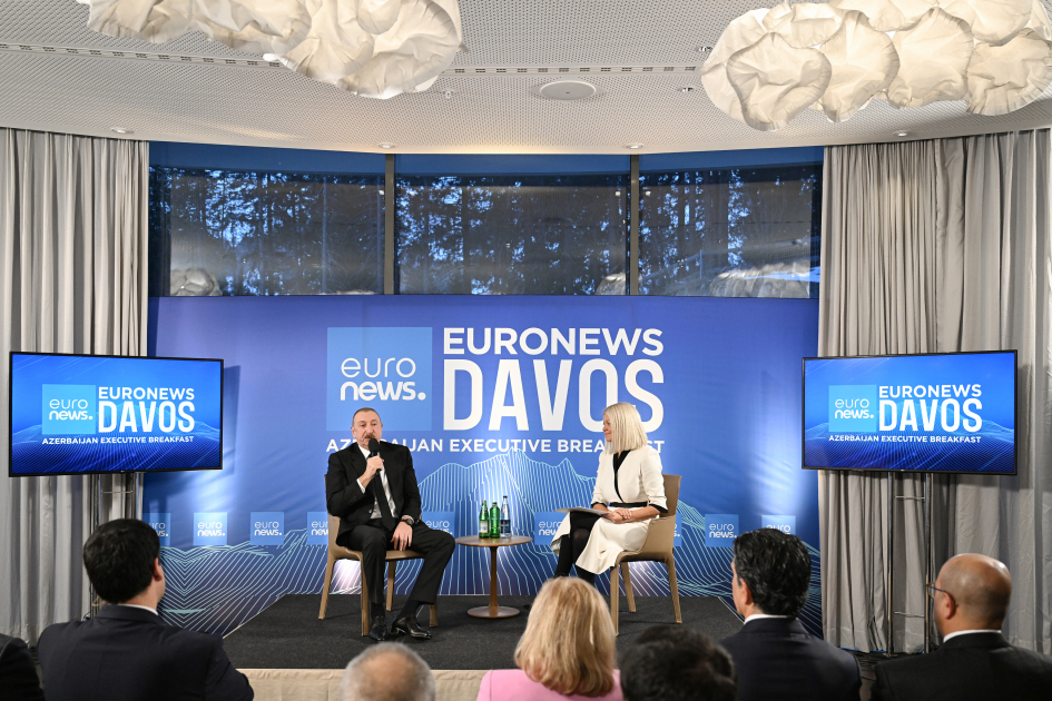 President Ilham Aliyev interviewed by Euronews TV in Davos (PHOTO/VIDEO)
