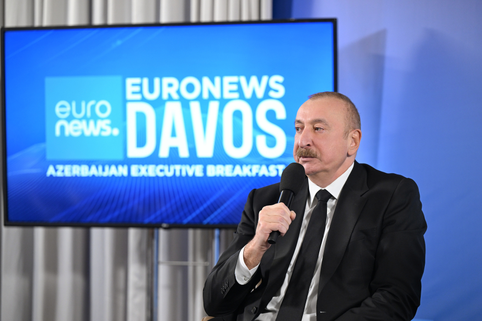 President Ilham Aliyev interviewed by Euronews TV in Davos (PHOTO/VIDEO)