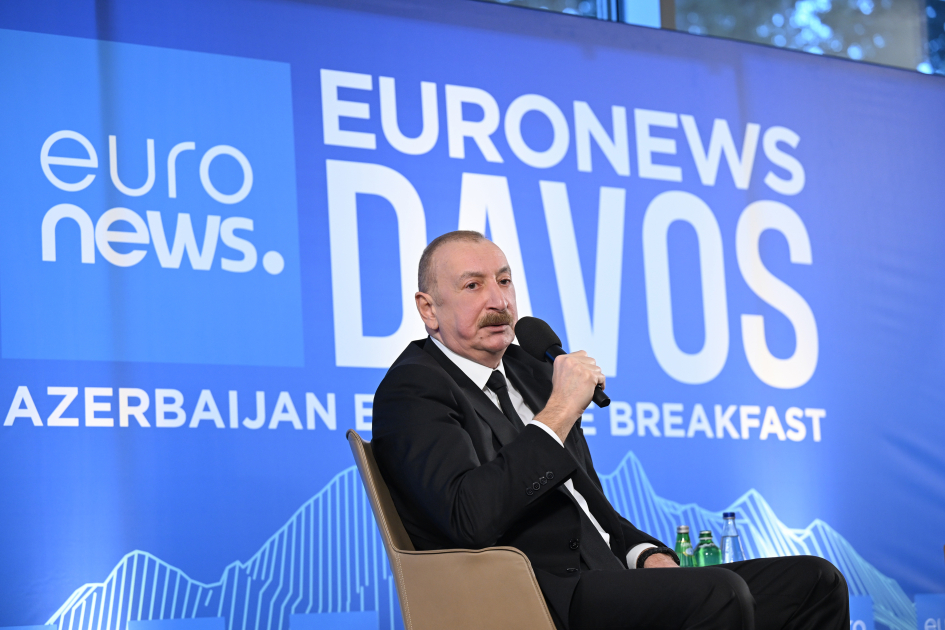 President Ilham Aliyev interviewed by Euronews TV in Davos (PHOTO/VIDEO)