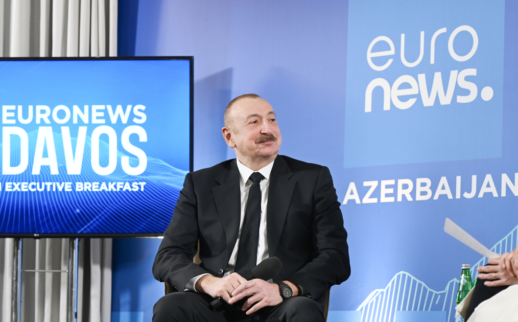 President Ilham Aliyev interviewed by Euronews TV in Davos (PHOTO/VIDEO)