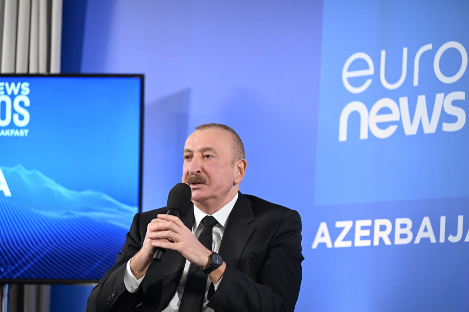 President Ilham Aliyev interviewed by Euronews TV in Davos (PHOTO/VIDEO)