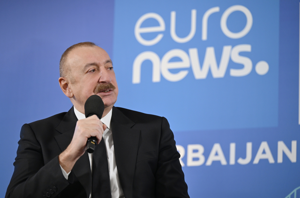 President Ilham Aliyev interviewed by Euronews TV in Davos (PHOTO/VIDEO)