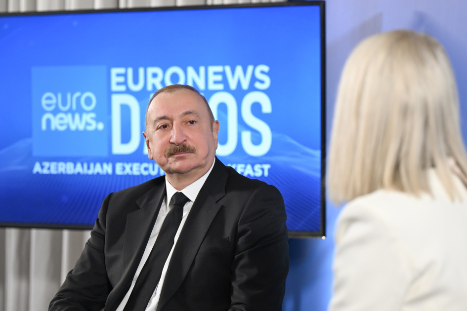 President Ilham Aliyev interviewed by Euronews TV in Davos (PHOTO/VIDEO)