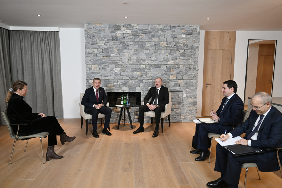 President Ilham Aliyev meets with Prime Minister of Czech Republic in Davos (PHOTO/VIDEO)