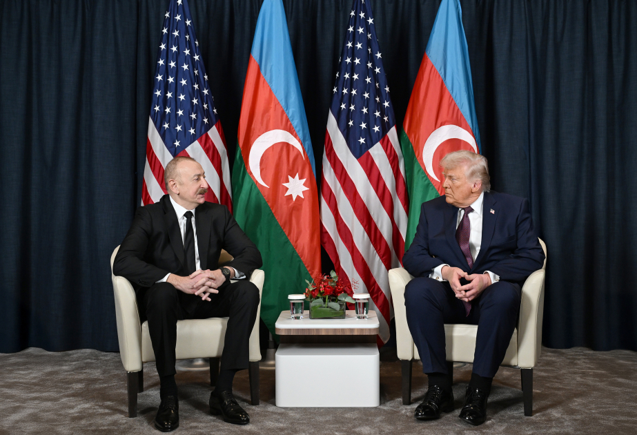 President Ilham Aliyev and President Donald Trump held meeting in Davos (PHOTO/VIDEO)