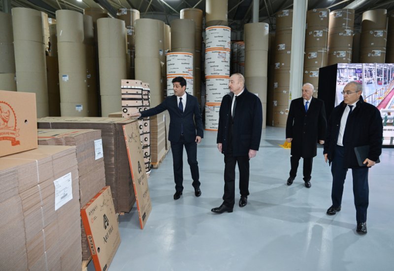 President Ilham Aliyev attends opening of cardboard and box packaging production facility in Sumgayit Industrial Park (PHOTO)