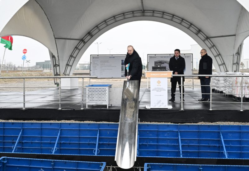 President Ilham Aliyev lays foundation stone for polypropylene and laminated bag production facility in Sumgayit Industrial Park (PHOTO)
