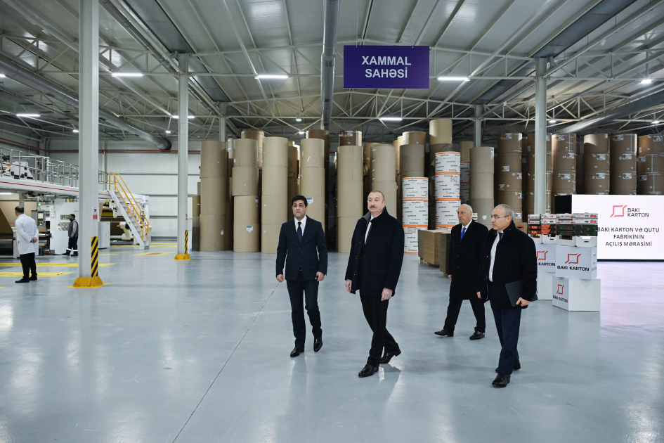 President Ilham Aliyev inaugurates cardboard and box packaging production facility in Sumgayit Industrial Park (PHOTO)