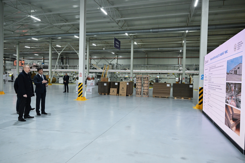 President Ilham Aliyev inaugurates cardboard and box packaging production facility in Sumgayit Industrial Park (PHOTO)