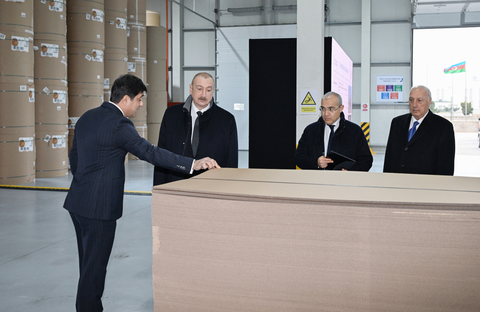 President Ilham Aliyev inaugurates cardboard and box packaging production facility in Sumgayit Industrial Park (PHOTO)