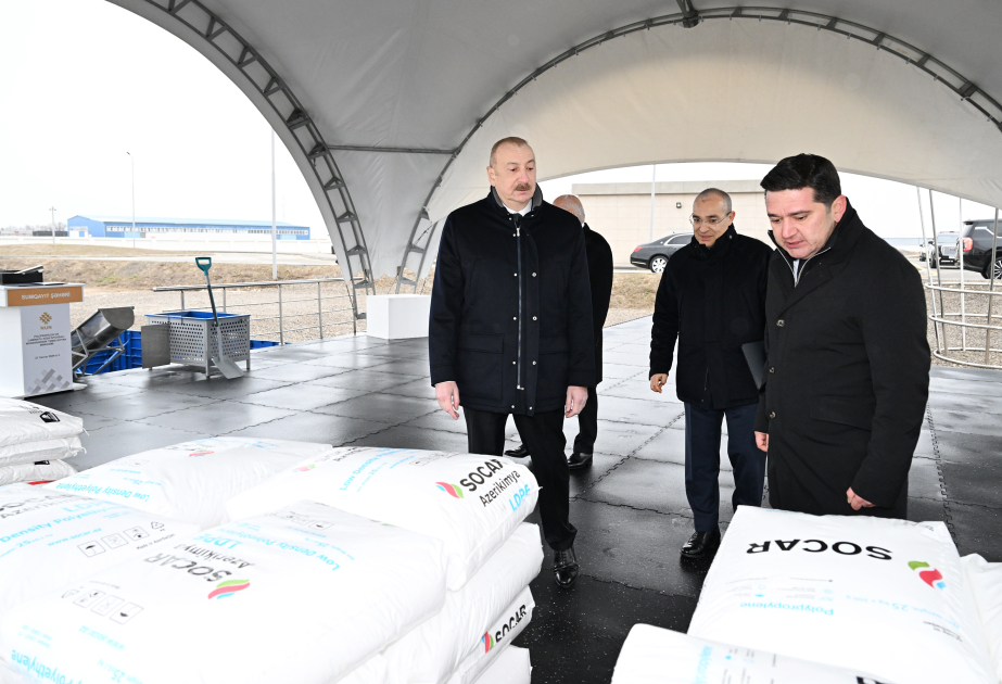 President Ilham Aliyev lays foundation stone for polypropylene and laminated bag production facility in Sumgayit Industrial Park (PHOTO/VIDEO)