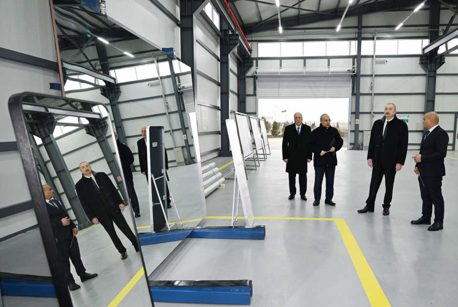 President Ilham Aliyev attends opening of mirror sheet production plant in Sumgayit Industrial Park (PHOTO)