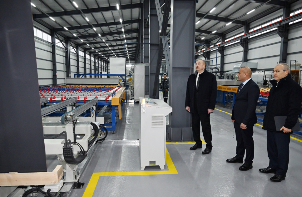 President Ilham Aliyev attends opening of mirror sheet production plant in Sumgayit Industrial Park (PHOTO)