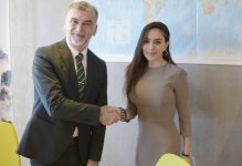 Heydar Aliyev Foundation VP Leyla Aliyeva and Grethel Aguilar discuss cooperation opportunities in Switzerland (PHOTO)