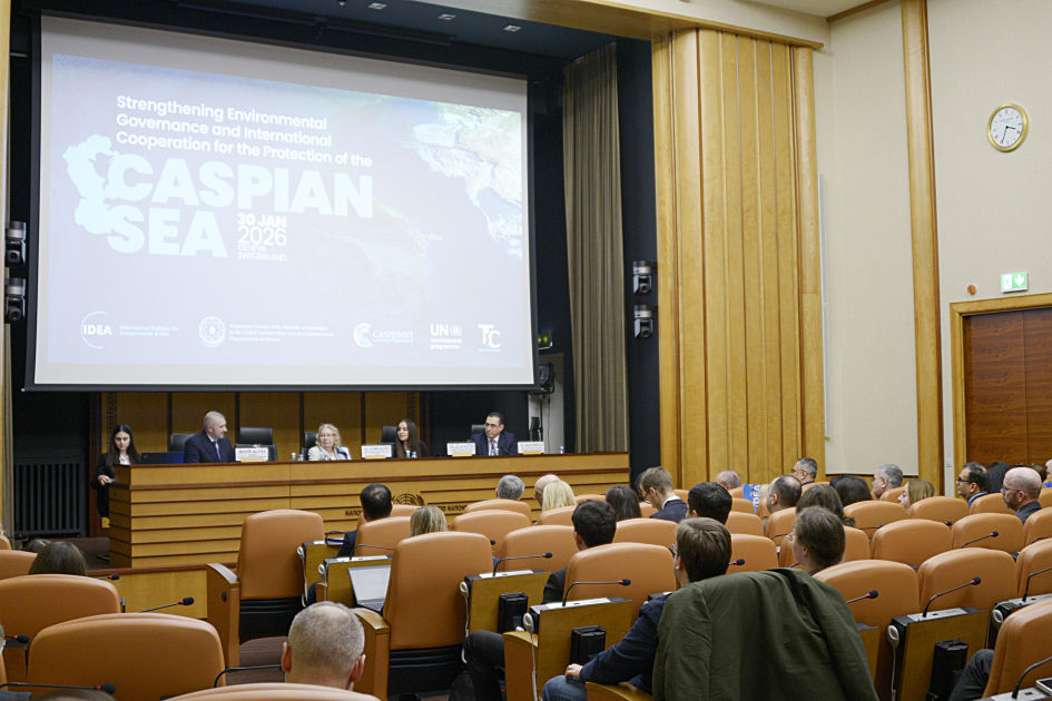 Heydar Aliyev Foundation VP Leyla Aliyeva attends discussions on environmental problems of Caspian Sea in Geneva (PHOTO)