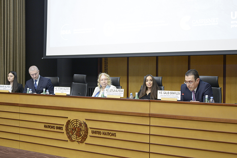 Heydar Aliyev Foundation VP Leyla Aliyeva attends discussions on environmental problems of Caspian Sea in Geneva (PHOTO)