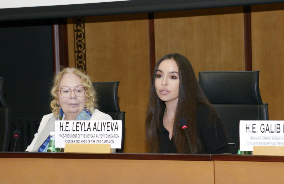 Heydar Aliyev Foundation VP Leyla Aliyeva attends discussions on environmental problems of Caspian Sea in Geneva (PHOTO)