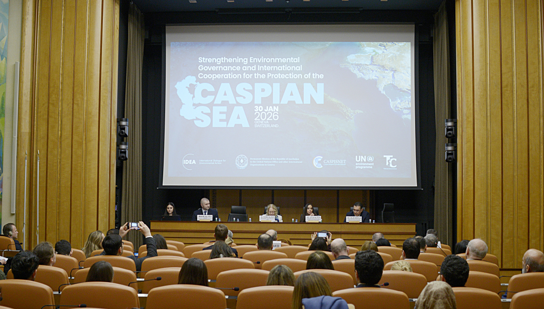 Heydar Aliyev Foundation VP Leyla Aliyeva attends discussions on environmental problems of Caspian Sea in Geneva (PHOTO)