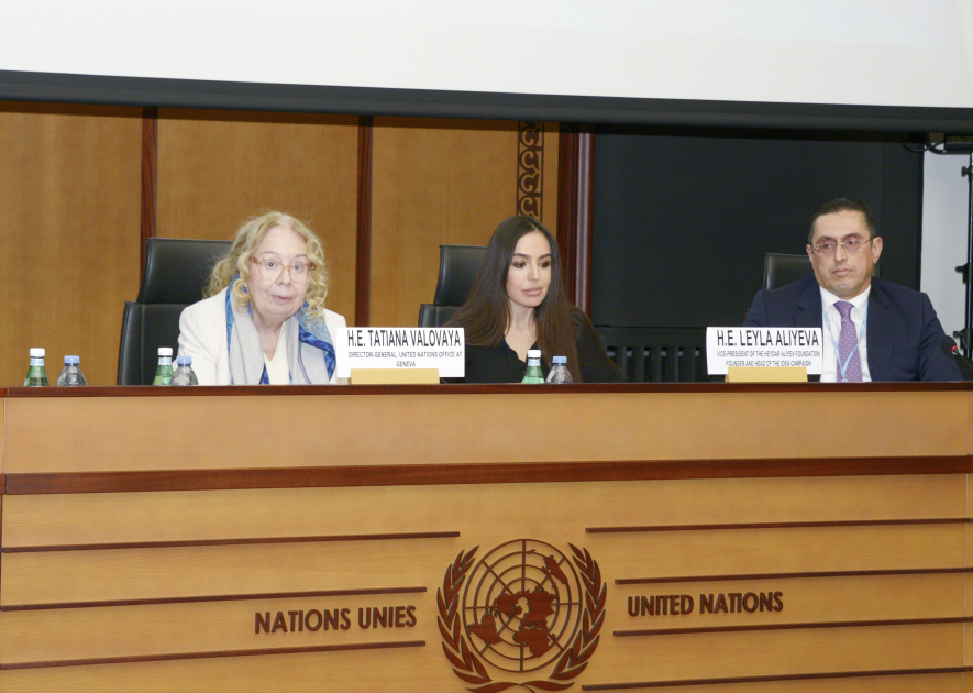 Heydar Aliyev Foundation VP Leyla Aliyeva attends discussions on environmental problems of Caspian Sea in Geneva (PHOTO)