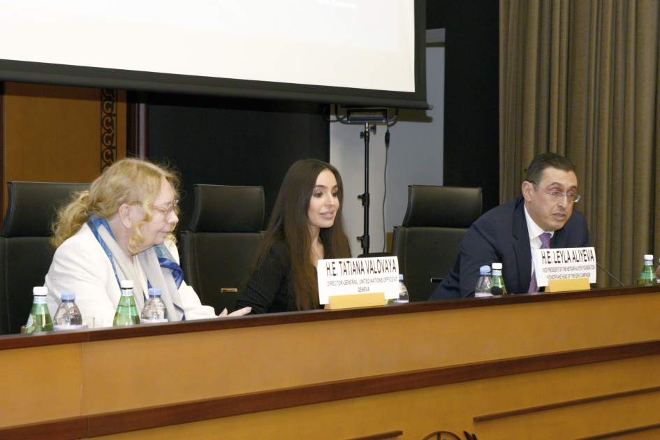 Heydar Aliyev Foundation VP Leyla Aliyeva attends discussions on environmental problems of Caspian Sea in Geneva (PHOTO)